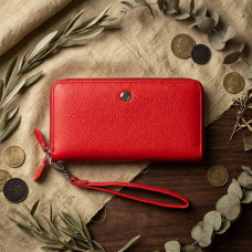 Жіночий шкіряний клатч для карток купюр та документів ST Leather Червоний