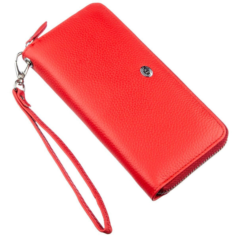 Жіночий шкіряний клатч для карток купюр та документів ST Leather Червоний