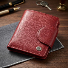 Жіночий шкіряний гаманець для карток купюр та монет ST Leather Червоний