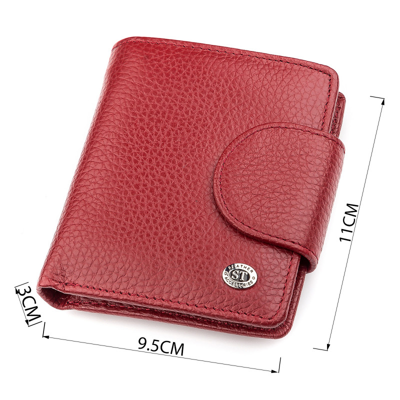 Жіночий шкіряний гаманець для карток купюр та монет ST Leather Червоний