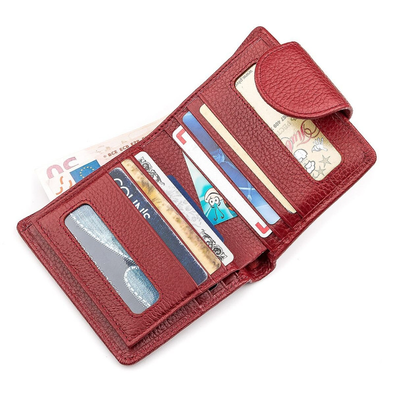 Жіночий шкіряний гаманець для карток купюр та монет ST Leather Червоний