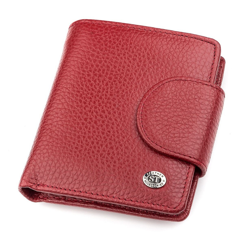 Жіночий шкіряний гаманець для карток купюр та монет ST Leather Червоний
