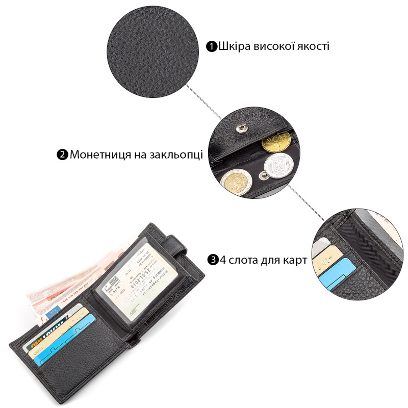 Мужской кошелек ST Leather (ST) Черный