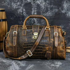 Шкіряна дорожня сумка саквояж для поїздок і відряджень та подорожей Vintage Коричнева