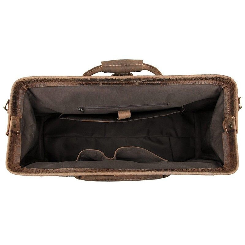 Шкіряна дорожня сумка саквояж для поїздок і відряджень та подорожей Vintage Коричнева