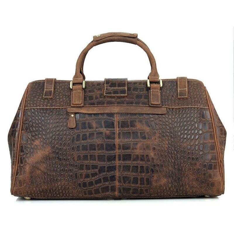 Шкіряна дорожня сумка саквояж для поїздок і відряджень та подорожей Vintage Коричнева