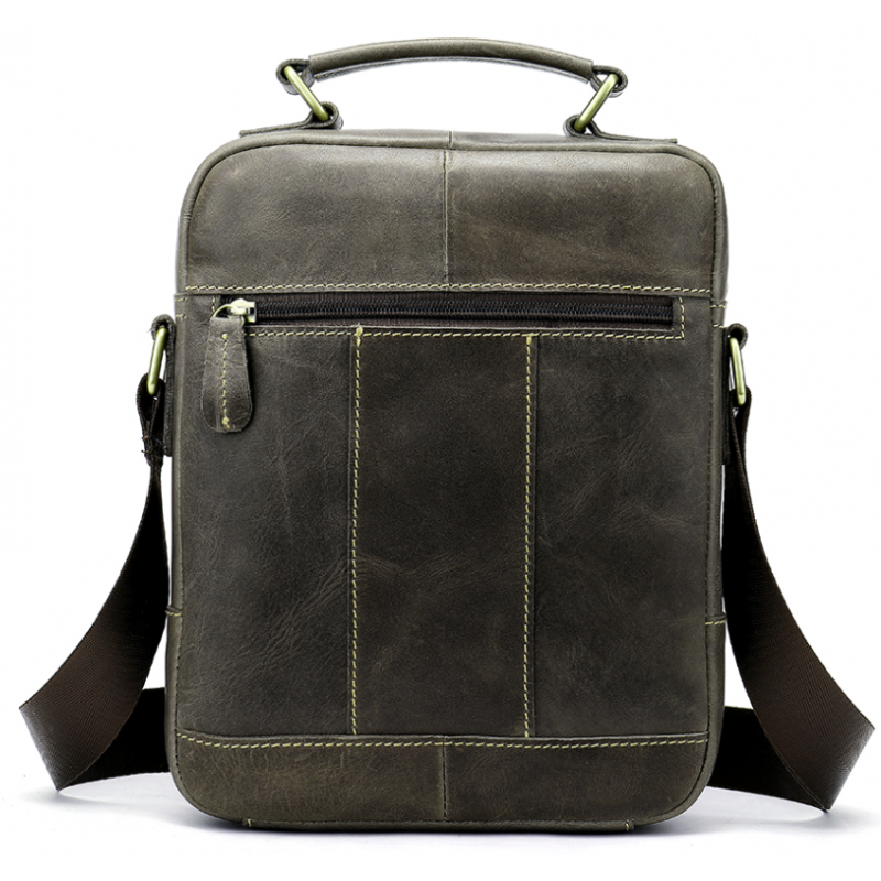 Сумка мужская вертикальная кожаная Vintage Серая