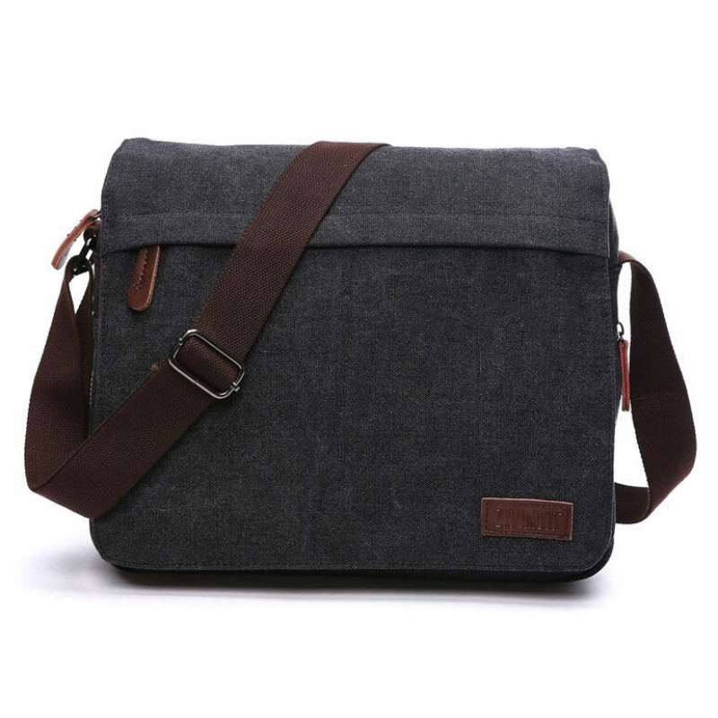 Сумка почтальонка текстильная Vintage Черная