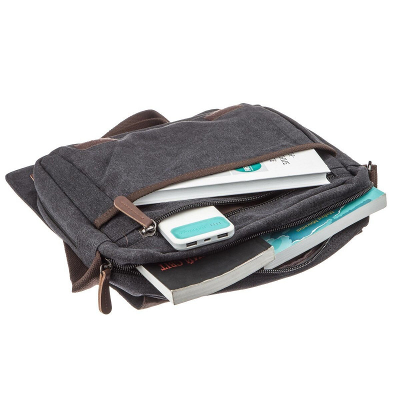 Сумка почтальонка текстильная Vintage Черная