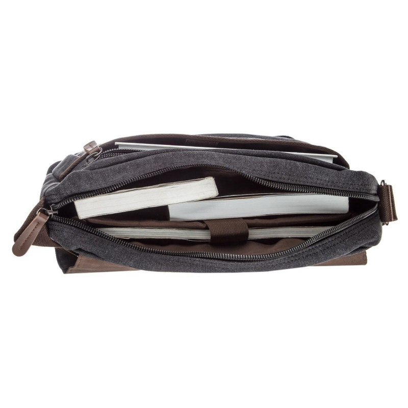 Сумка почтальонка текстильная Vintage Черная