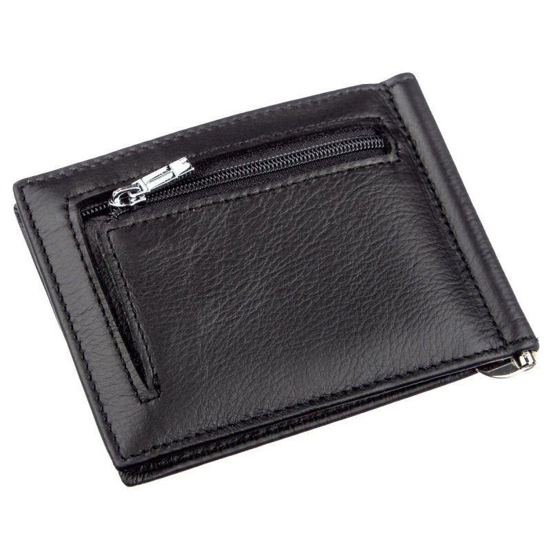 Зажим с монетницей на молнии ST Leather Черный
