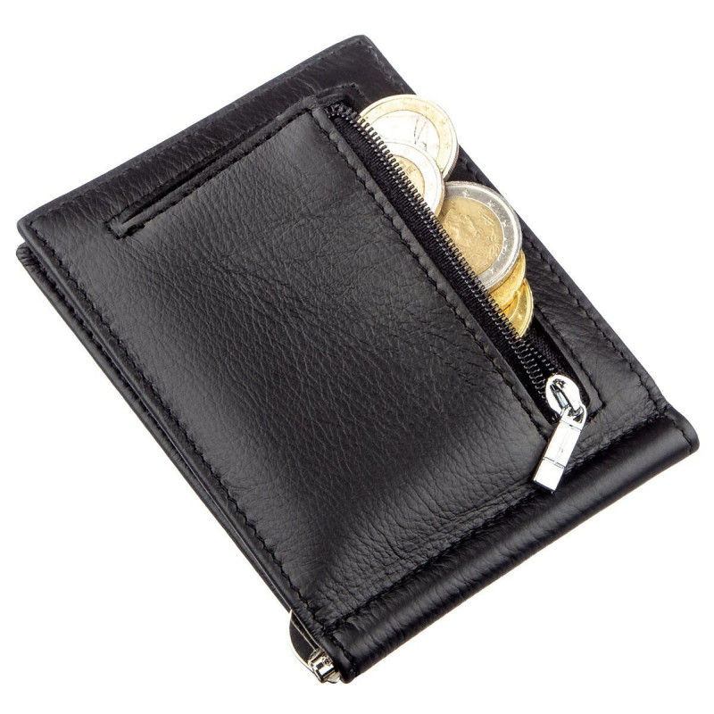 Зажим с монетницей на молнии ST Leather Черный