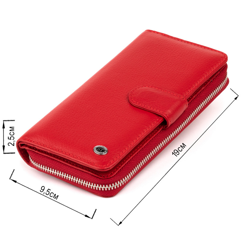 Вертикальный вместительный кошелек из кожи женский ST Leather Красный