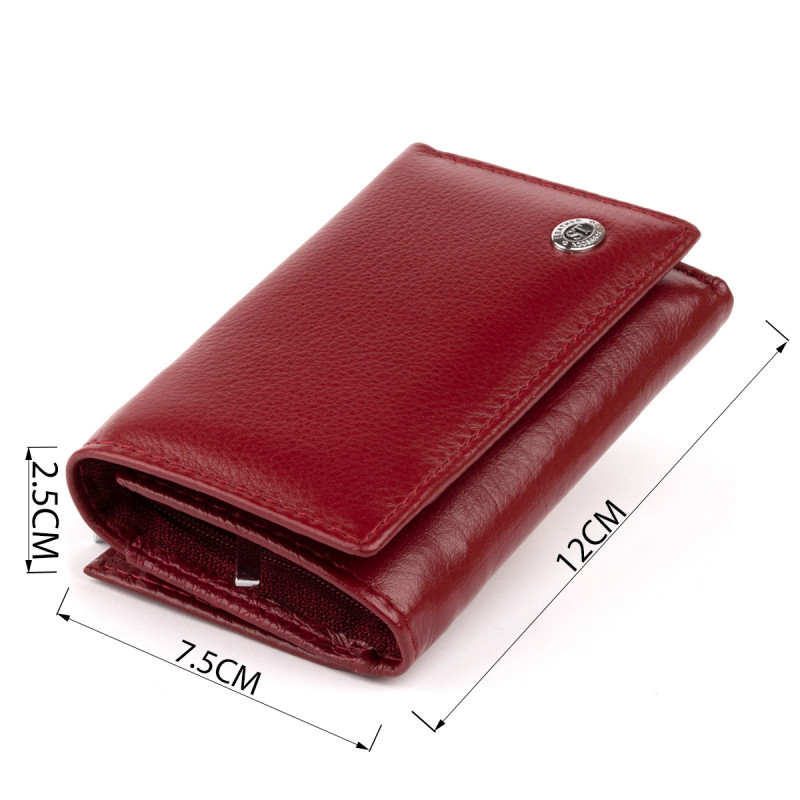Горизонтальное портмоне из кожи женское на магните ST Leather Бордовое