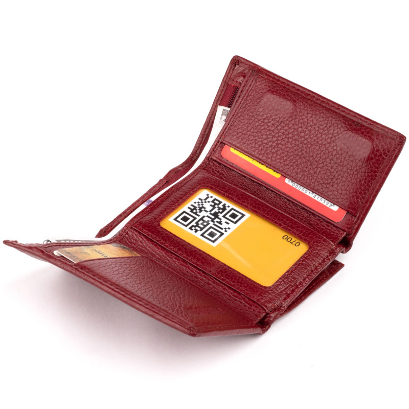 Горизонтальное портмоне из кожи женское на магните ST Leather Бордовое