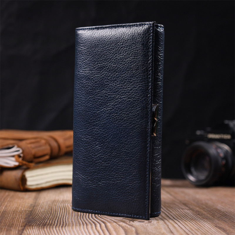 Вместительный женский кошелек из натуральной кожи ST Leather Синий