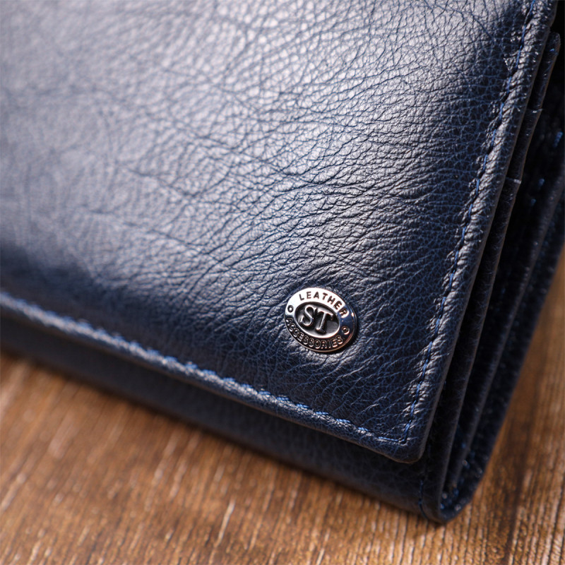 Вместительный женский кошелек из натуральной кожи ST Leather Синий