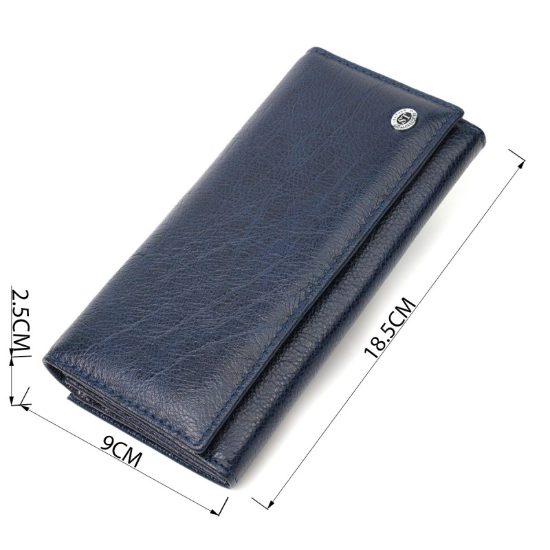 Вместительный женский кошелек из натуральной кожи ST Leather Синий