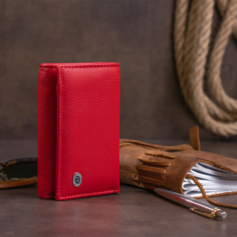 Жіноче шкіряне портмоне для карток купюр та монет ST Leather Червоне