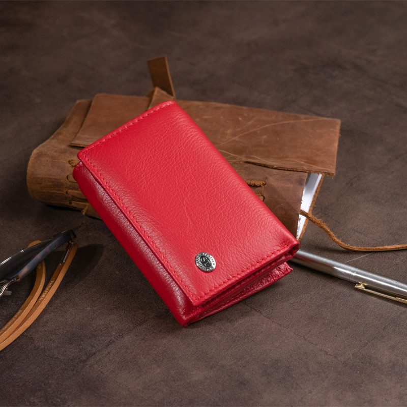Жіноче шкіряне портмоне для карток купюр та монет ST Leather Червоне
