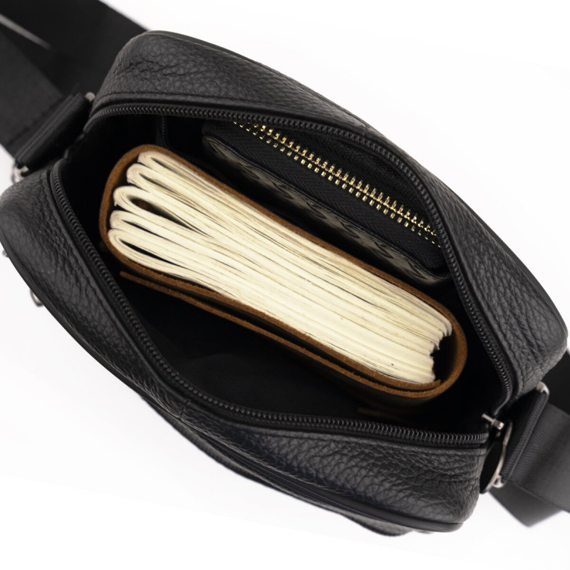 Сумка мужская на одно отделение зернистая Vintage Черная