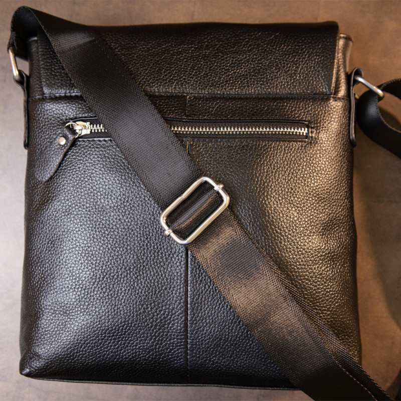 Сумка мужская классическая с клапаном флотар Vintage Черная
