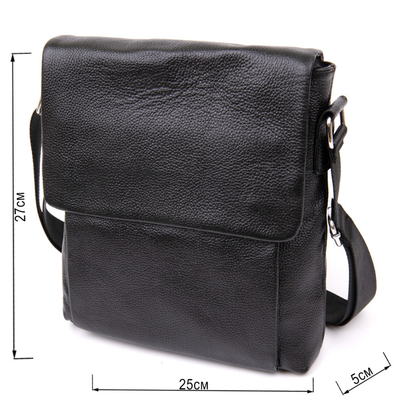 Сумка мужская классическая с клапаном флотар Vintage Черная