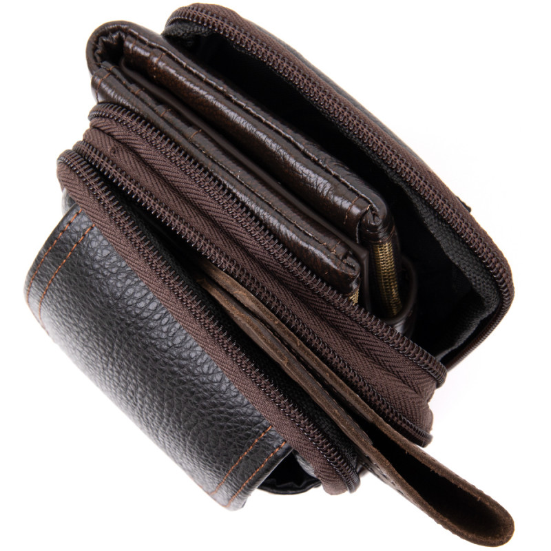 Сумка унисекс на пояс на два отделения Vintage Коричневая