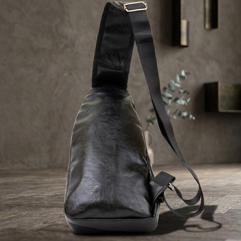 Чоловіча сумка крос боді з екошкіри для документів та міста Vintage Чорна