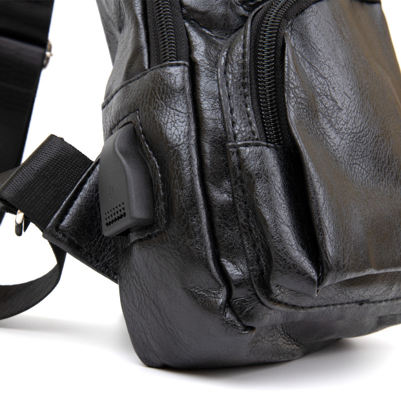 Чоловіча сумка крос боді з екошкіри для документів та міста Vintage Чорна