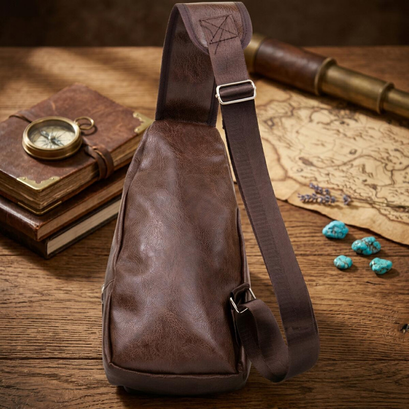 Чоловіча сумка крос боді з екошкіри для документів та міста Vintage Коричнева