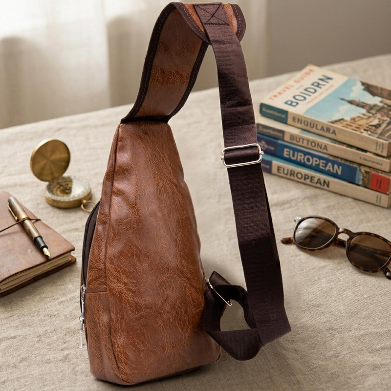 Мужская сумка кросс боди из кожзама для документов и города Vintage Рыжая