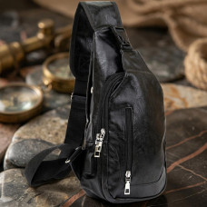 Чоловіча сумка через плече з екошкіри для документів та міста Vintage Чорна