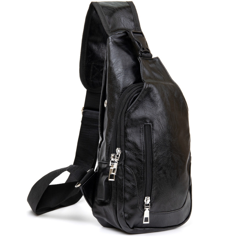Чоловіча сумка через плече з екошкіри для документів та міста Vintage Чорна