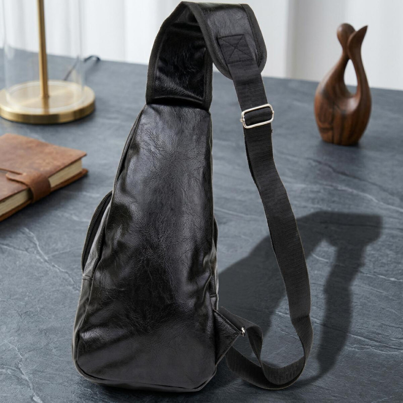 Чоловіча сумка через плече з екошкіри для документів та міста Vintage Чорна