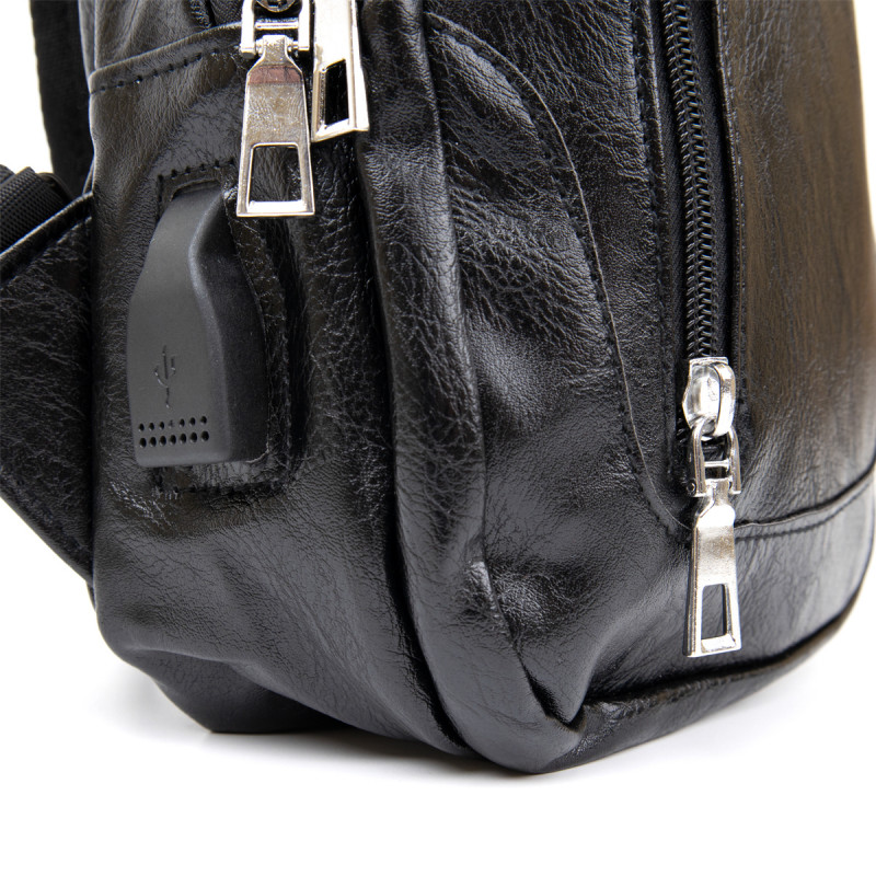 Чоловіча сумка через плече з екошкіри для документів та міста Vintage Чорна