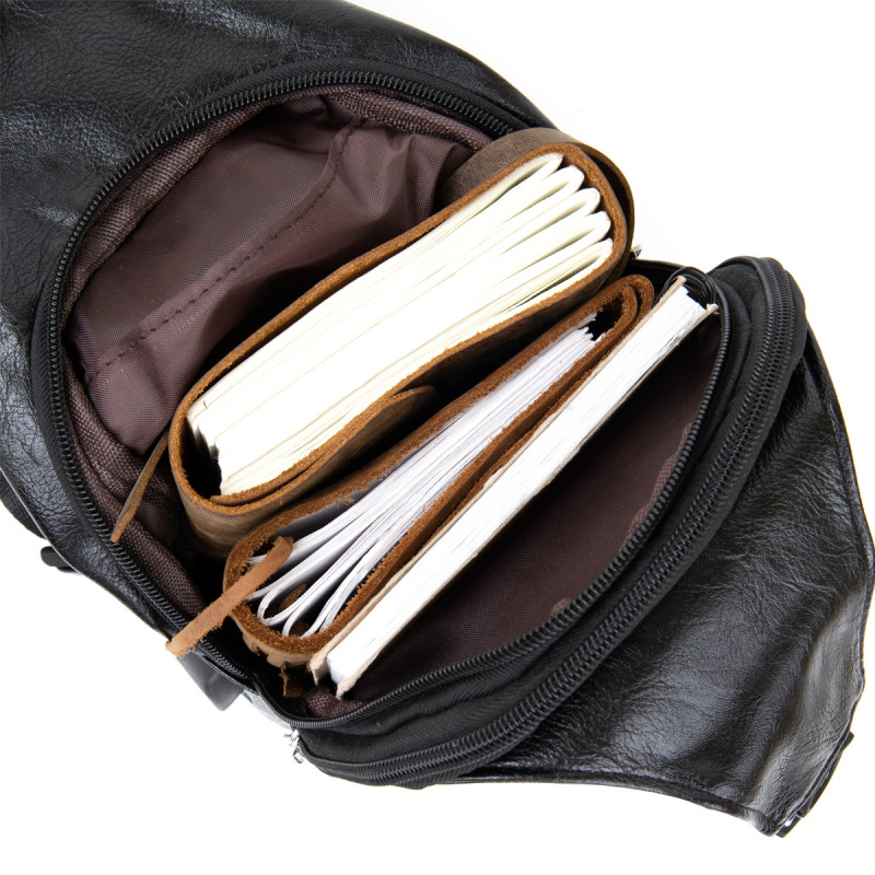 Чоловіча сумка через плече з екошкіри для документів та міста Vintage Чорна