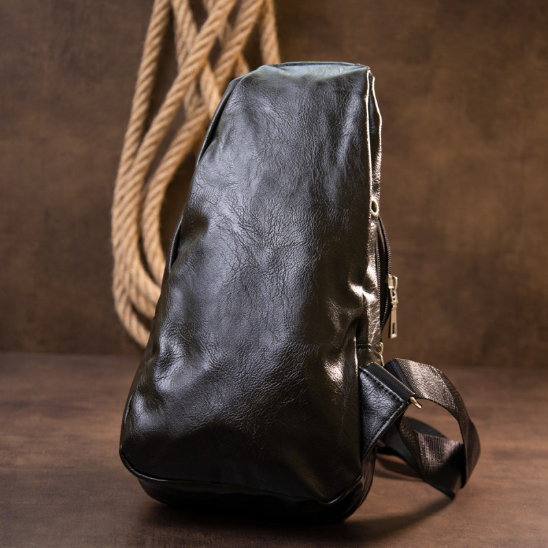 Чоловіча сумка через плече з екошкіри для документів та міста Vintage Чорна