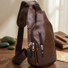 Чоловіча сумка через плече з екошкіри для документів та міста Vintage Темно Коричнева