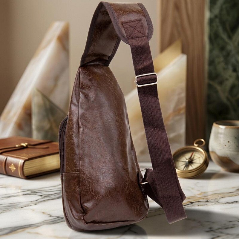 Чоловіча сумка через плече з екошкіри для документів та міста Vintage Темно Коричнева
