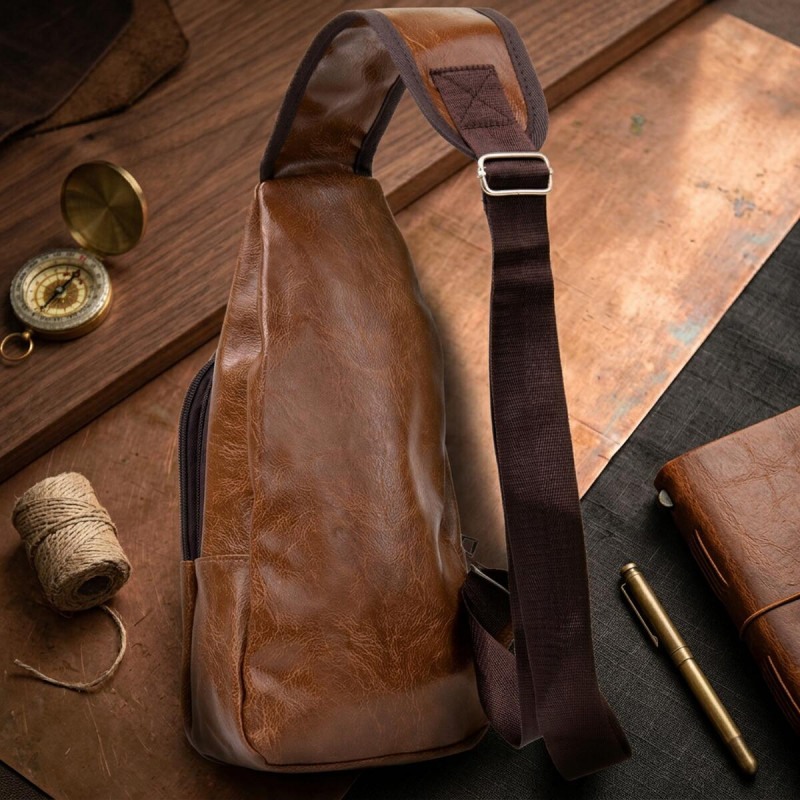 Чоловіча сумка через плече з екошкіри для документів та міста Vintage Світло Коричнева