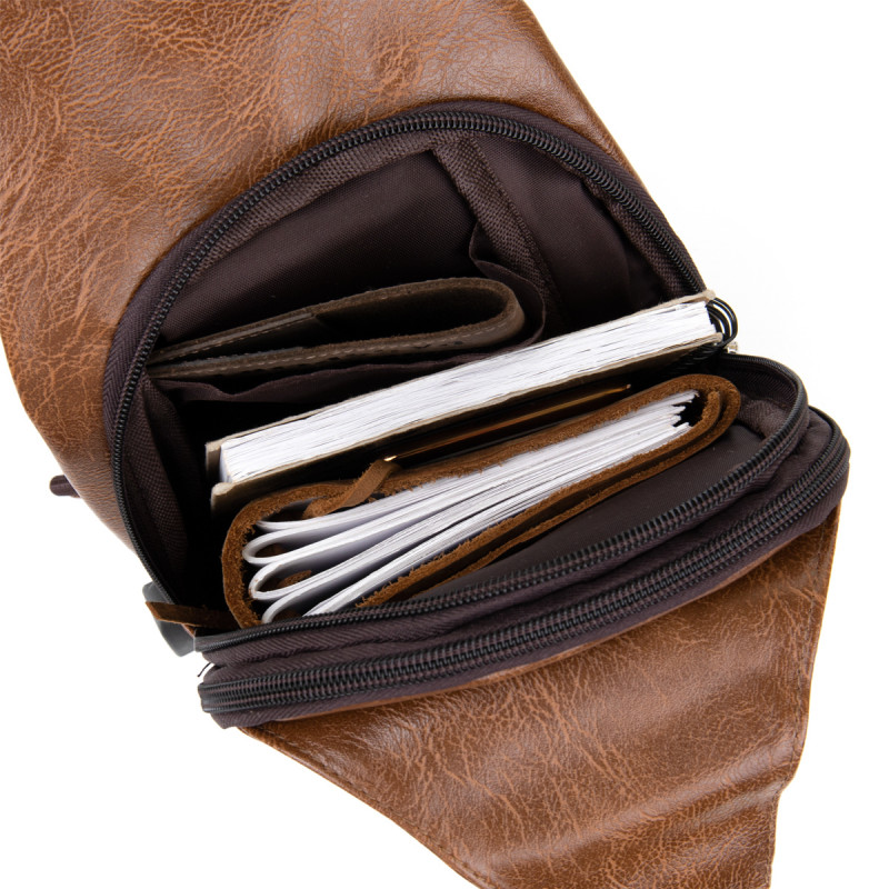 Сумка через плечо на два отделения кожзам Vintage Светло-коричневая