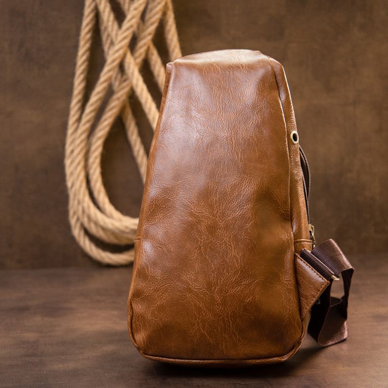 Сумка через плечо на два отделения кожзам Vintage Светло-коричневая