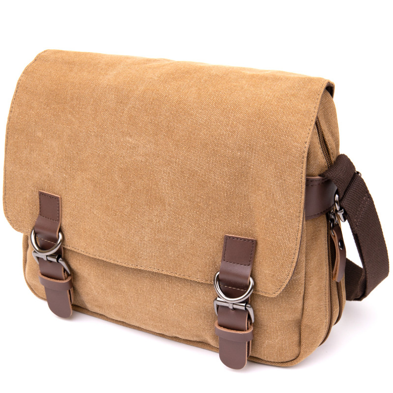 Сумка почтальонка текстильная Vintage Песочная