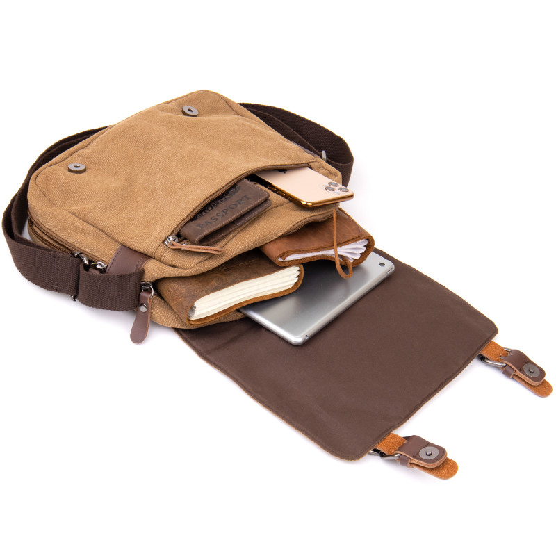 Сумка почтальонка текстильная Vintage Песочная