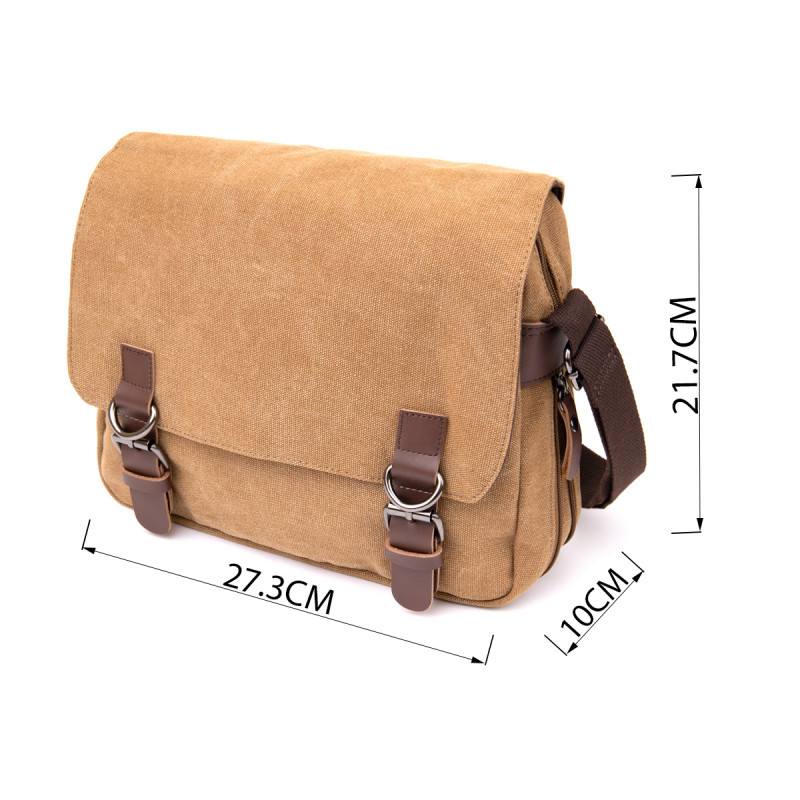 Сумка почтальонка текстильная Vintage Песочная