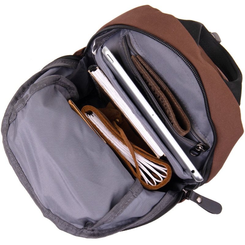 Чоловіча сумка через плече з нейлону для документів та міста Vintage Коричнева