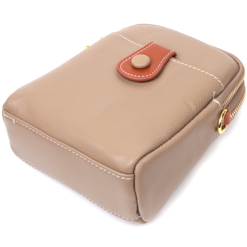 Сучасна сумка трапеція для жінок з натуральної шкіри Vintage Бежева