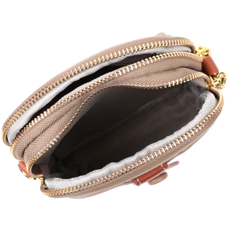 Сучасна сумка трапеція для жінок з натуральної шкіри Vintage Бежева