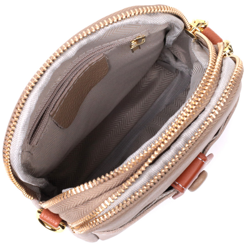 Сучасна сумка трапеція для жінок з натуральної шкіри Vintage Бежева